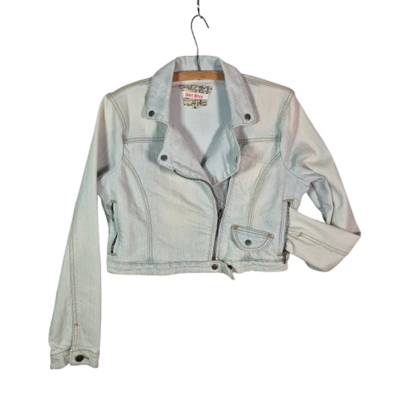 HOT KISS Vintage 90s Stonewash Denim Jean Jacket Women's Size L - Picture 1 of 12